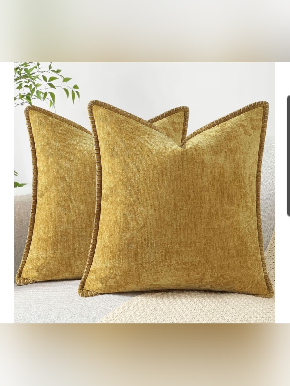 Chenile Throw Pillow Cover Set - 2-Pack Size 18x18